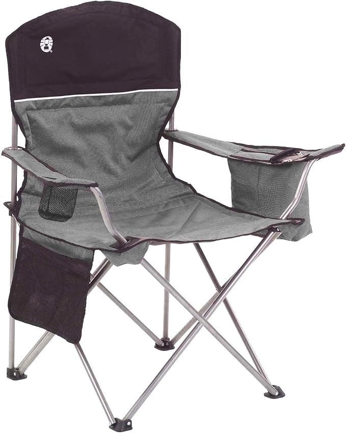 Coleman Portable Camping Chair with 4-Can Cooler, Fully Cushioned Seat and Back with Side Pockets and Cup Holders, Carrying Bag Included, Foldable Chair for Camping, Tailgate, Beach and Sports