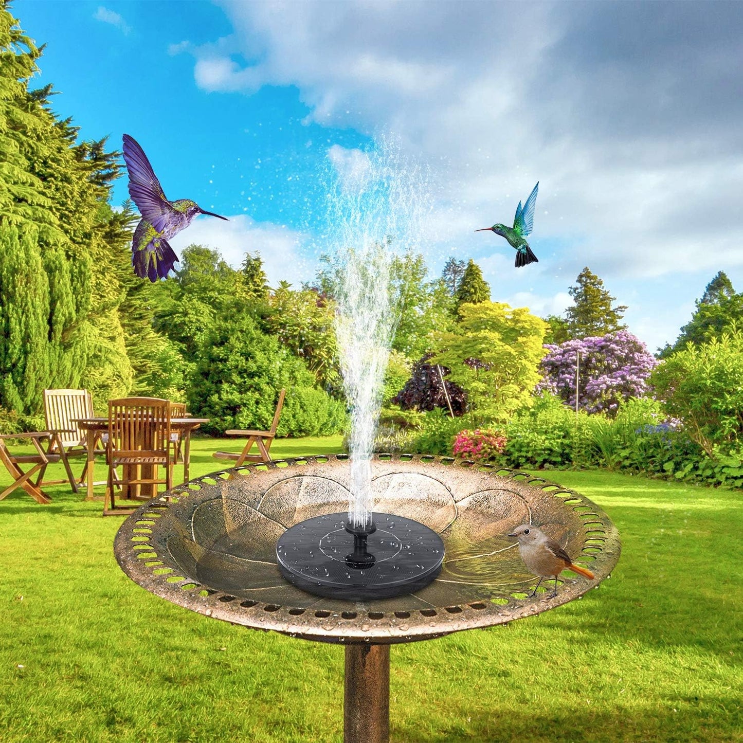 Mademax Solar Bird Bath Fountain Pump, Upgraded 1.4W Solar Fountain with 6 Nozzles, Free Floating Solar Fountain Pump for Bird Bath, Garden, Pond, Pool, Outdoor