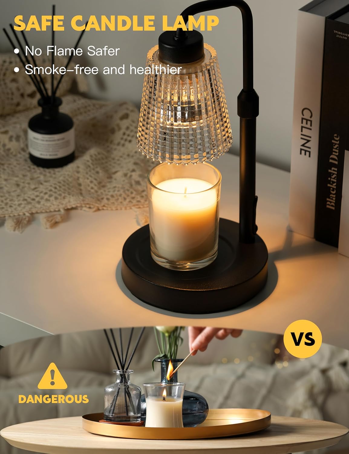 Candle Heater Lamp with Timer Dimmable Adjustable Height Housewarming Gift New Home Room Decor Birthday Gift for Women Mom Jar Candle Warmer Wax Lamp with 2 Bulbs