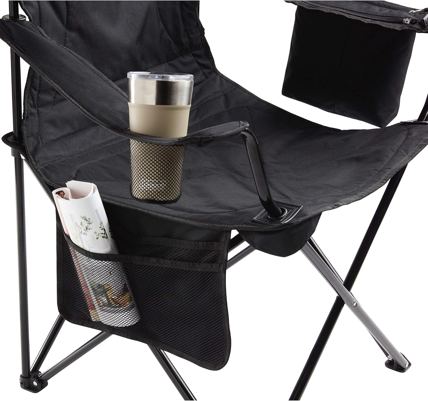 Coleman Portable Camping Chair with 4-Can Cooler, Fully Cushioned Seat and Back with Side Pockets and Cup Holders, Carrying Bag Included, Foldable Chair for Camping, Tailgate, Beach and Sports