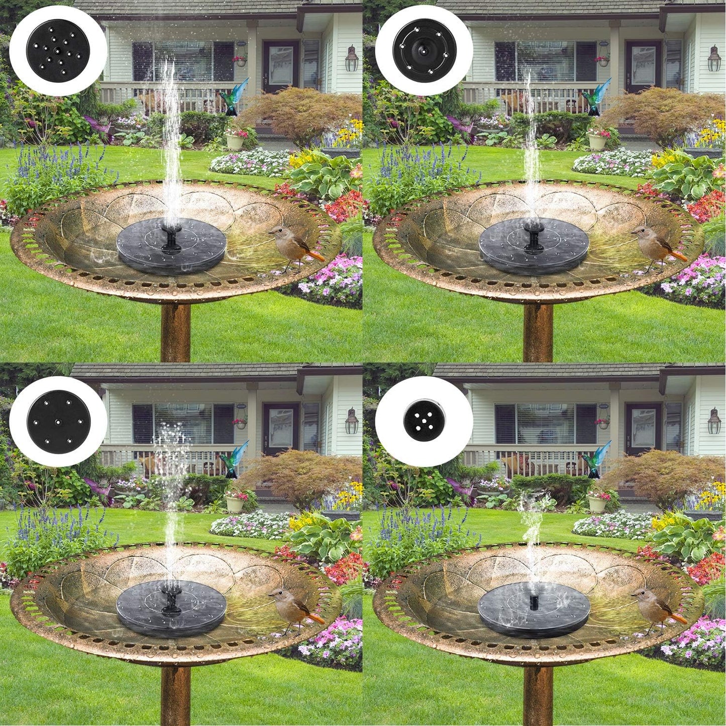 Mademax Solar Bird Bath Fountain Pump, Upgraded 1.4W Solar Fountain with 6 Nozzles, Free Floating Solar Fountain Pump for Bird Bath, Garden, Pond, Pool, Outdoor