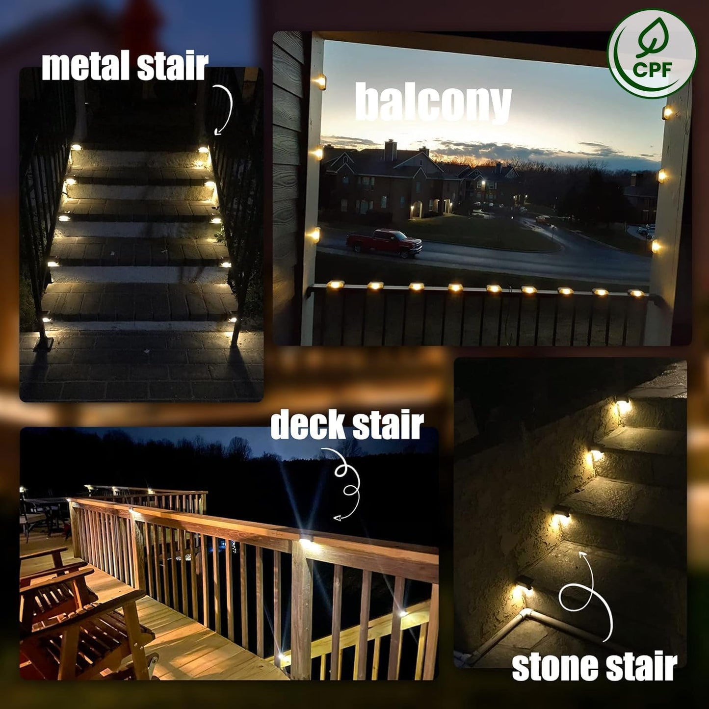 SOLPEX Solar Deck Lights Outdoor 16 Pack, Solar Step Lights Waterproof LED Solar Lights for Outdoor Stairs, Steps, Fences, Patios, Patios and Pathways (Warm White)