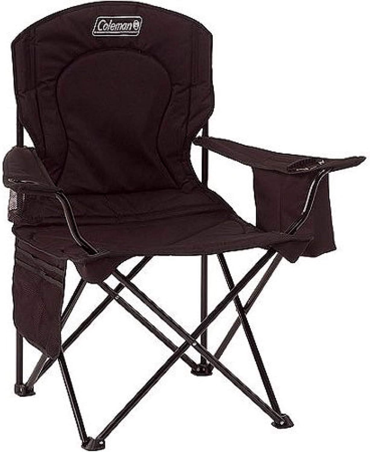 Coleman Portable Camping Chair with 4-Can Cooler, Fully Cushioned Seat and Back with Side Pockets and Cup Holders, Carrying Bag Included, Foldable Chair for Camping, Tailgate, Beach and Sports