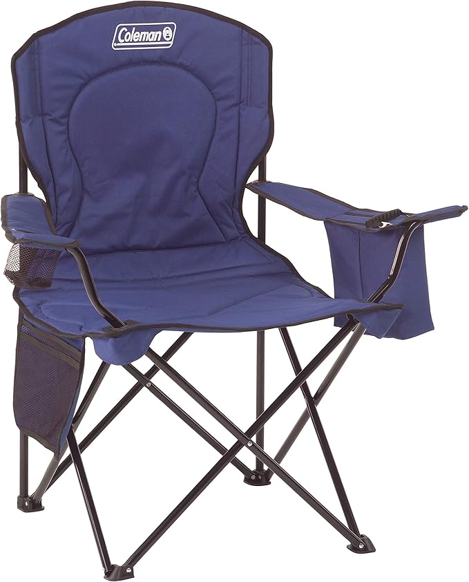 Coleman Portable Camping Chair with 4-Can Cooler, Fully Cushioned Seat and Back with Side Pockets and Cup Holders, Carrying Bag Included, Foldable Chair for Camping, Tailgate, Beach and Sports