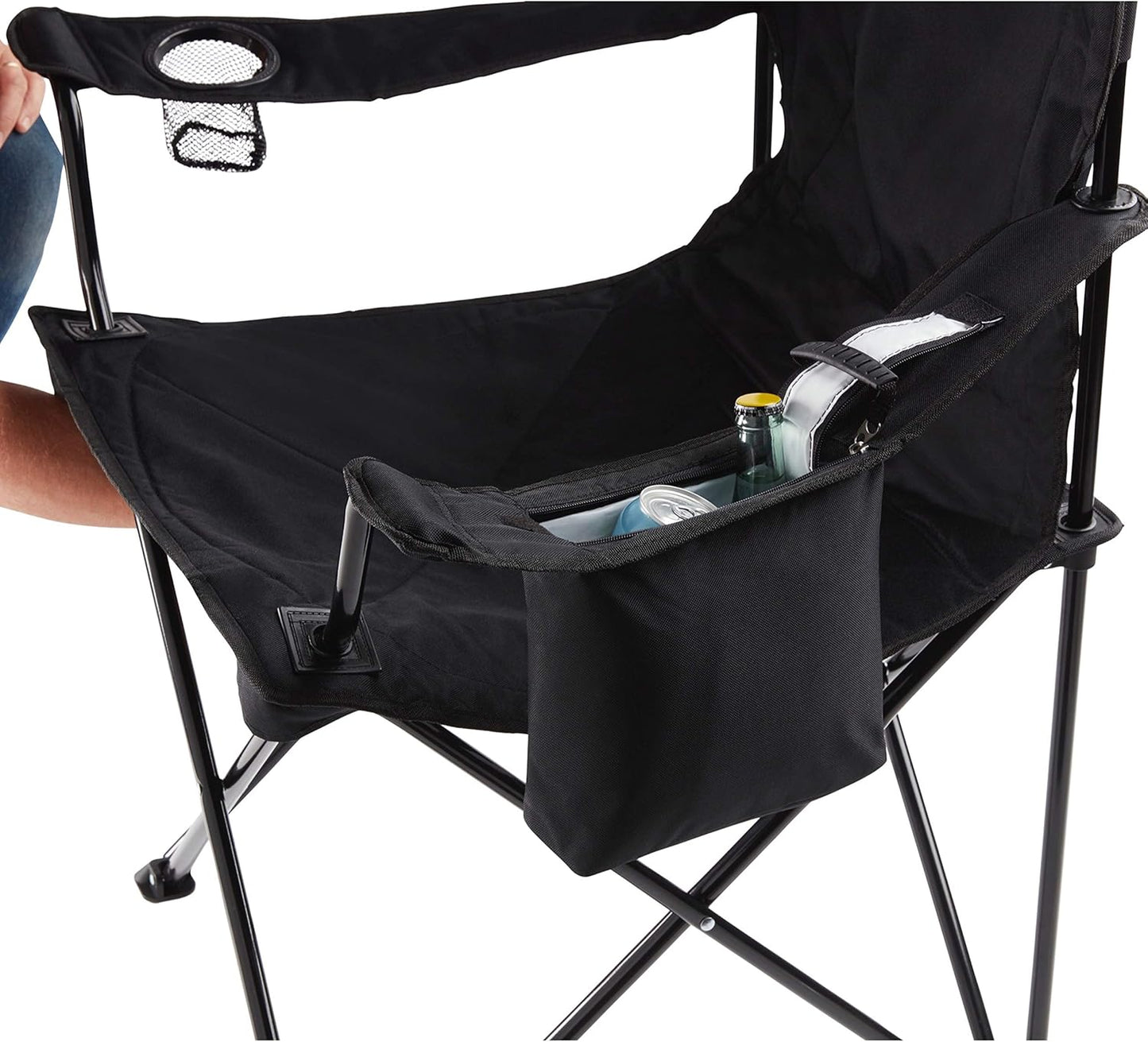 Coleman Portable Camping Chair with 4-Can Cooler, Fully Cushioned Seat and Back with Side Pockets and Cup Holders, Carrying Bag Included, Foldable Chair for Camping, Tailgate, Beach and Sports