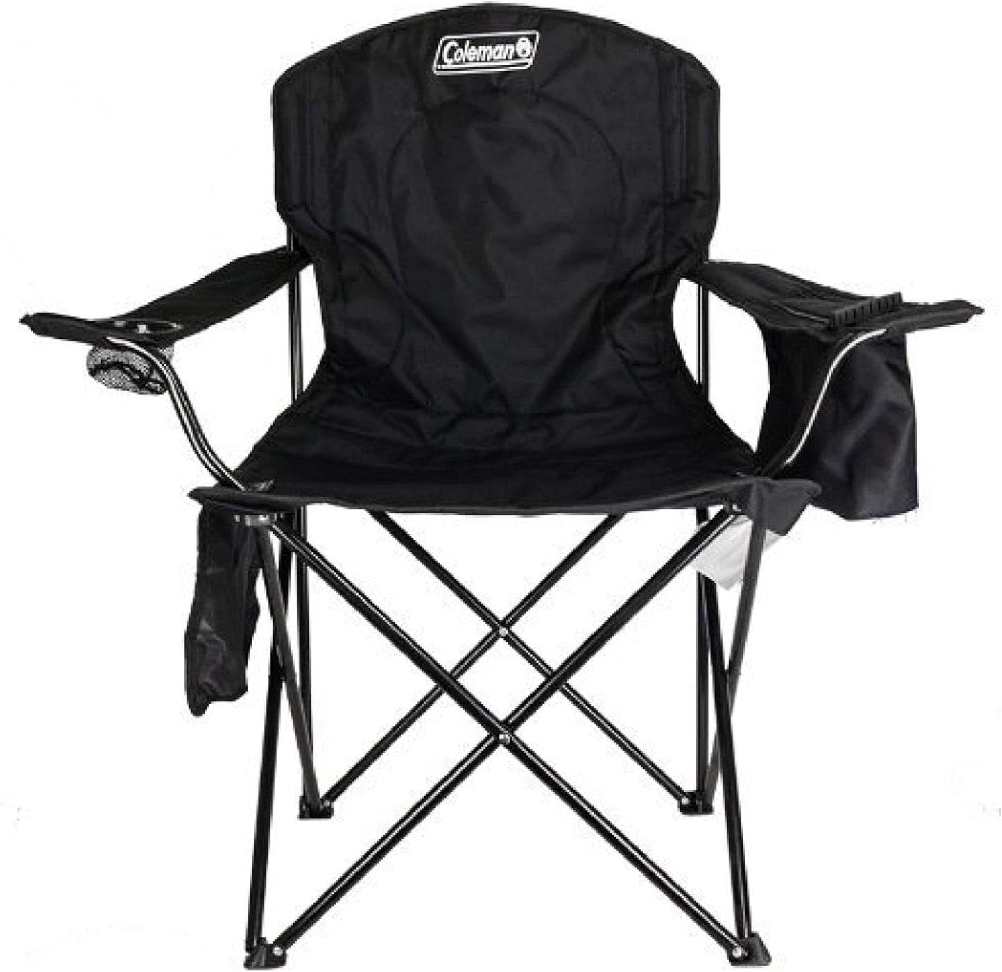 Coleman Portable Camping Chair with 4-Can Cooler, Fully Cushioned Seat and Back with Side Pockets and Cup Holders, Carrying Bag Included, Foldable Chair for Camping, Tailgate, Beach and Sports